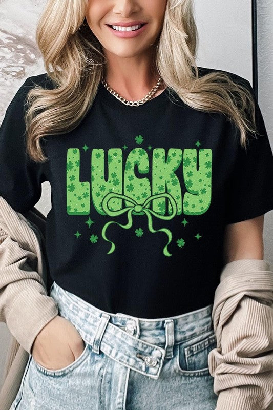 Croquette Lucky Bow Graphic Tee Unisex Crew Neck T-Shirt Bella + Canvas