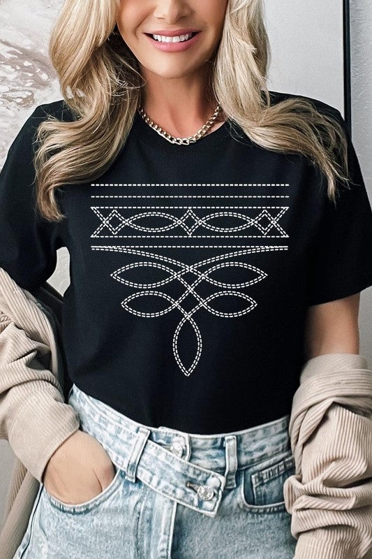 Western Boot Stitch Graphic Key Attribute Tee Bella + Canvas