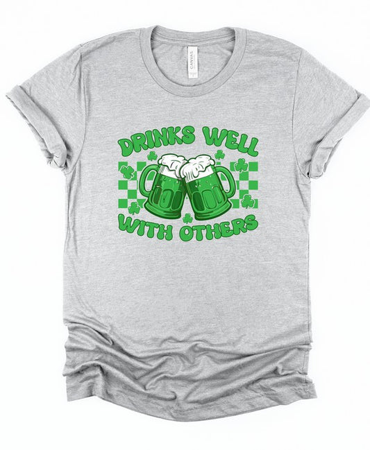 Drinks Well With Others Graphic Crew Neck Tee Unisex