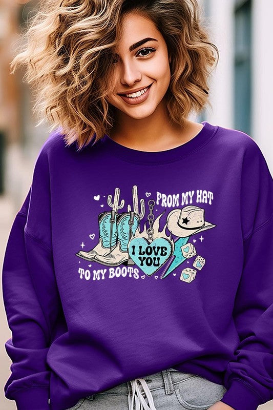 Love You From My Hat to Boots Graphic Sweatshirt