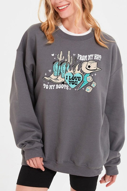 Love You From My Hat to Boots Graphic Sweatshirt