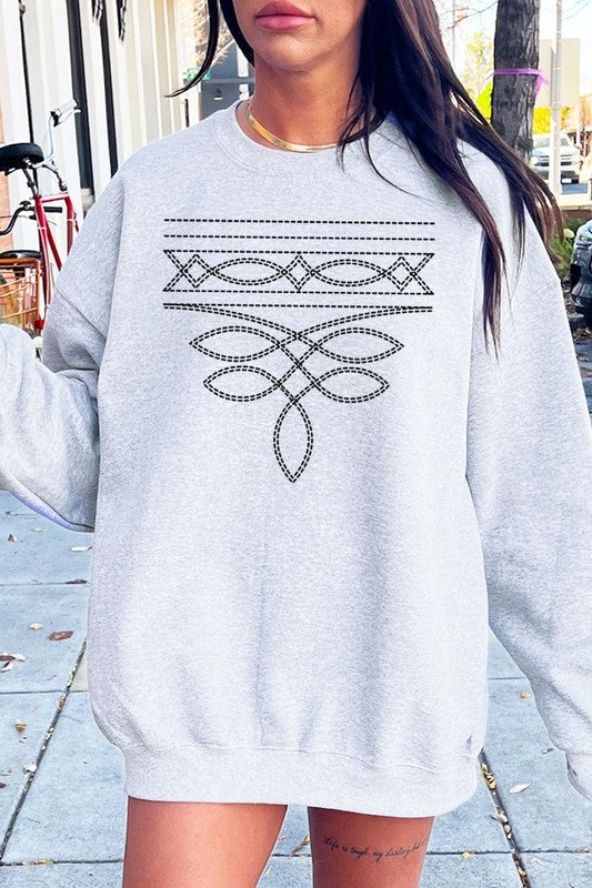 Western Boot Stitch Graphic Sweatshirt Unisex Crew Neck Sweatshirt Gildan