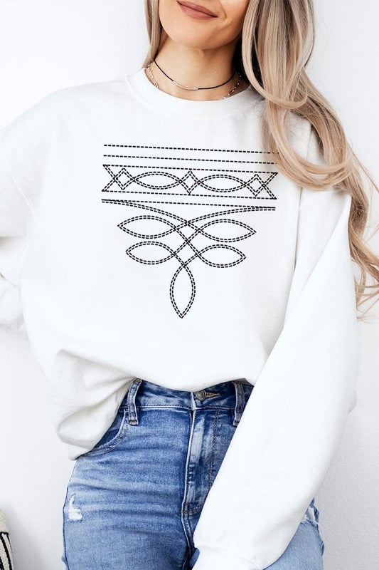 Western Boot Stitch Graphic Sweatshirt Unisex Crew Neck Sweatshirt Gildan