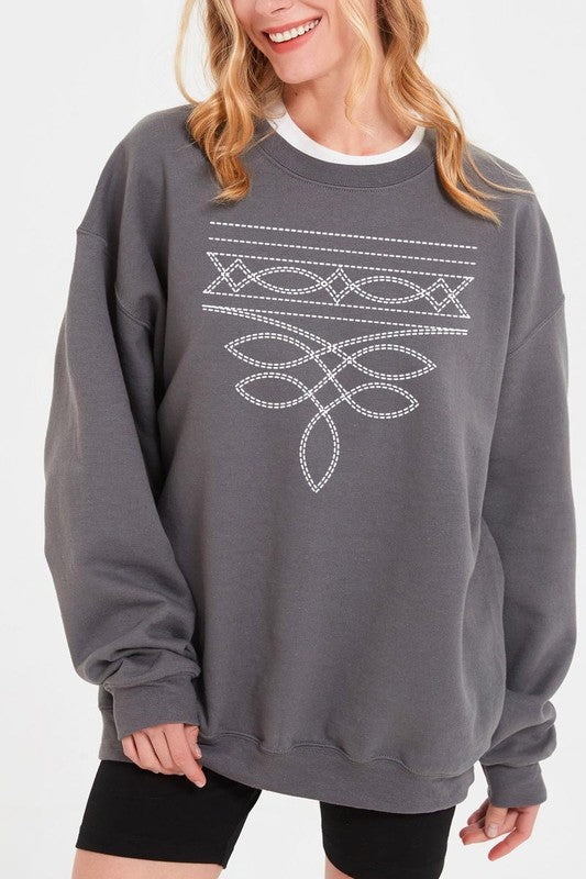 Western Boot Stitch Graphic Sweatshirt Unisex Crew Neck Sweatshirt Gildan