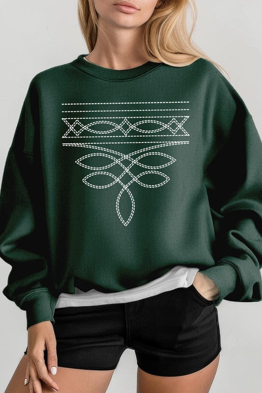 Western Boot Stitch Graphic Sweatshirt Unisex Crew Neck Sweatshirt Gildan