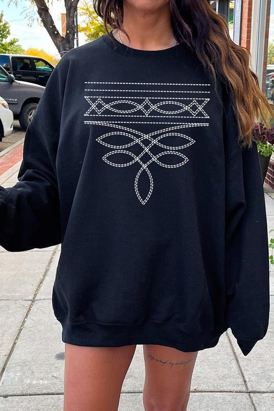 Western Boot Stitch Graphic Sweatshirt Unisex Crew Neck Sweatshirt Gildan