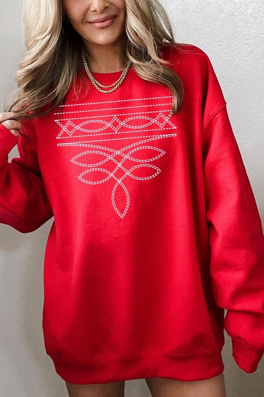 Western Boot Stitch Graphic Sweatshirt Unisex Crew Neck Sweatshirt Gildan
