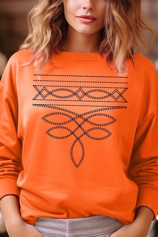 Western Boot Stitch Graphic Sweatshirt Unisex Crew Neck Sweatshirt Gildan