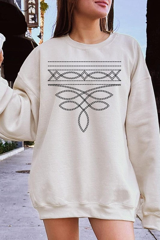 Western Boot Stitch Graphic Sweatshirt Unisex Crew Neck Sweatshirt Gildan