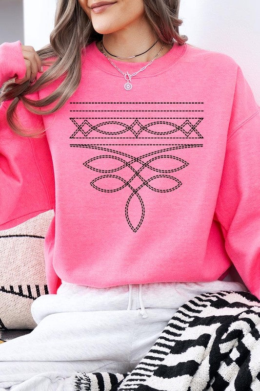 Western Boot Stitch Graphic Sweatshirt Unisex Crew Neck Sweatshirt Gildan