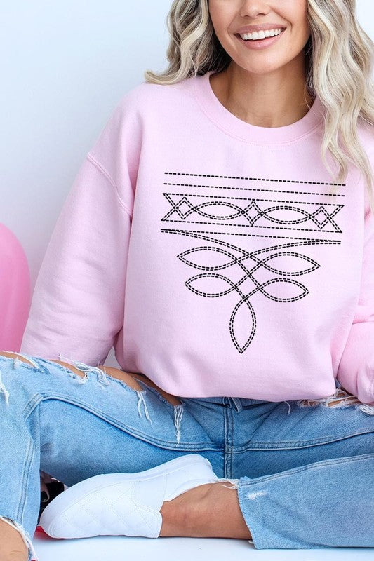 Western Boot Stitch Graphic Sweatshirt Unisex Crew Neck Sweatshirt Gildan