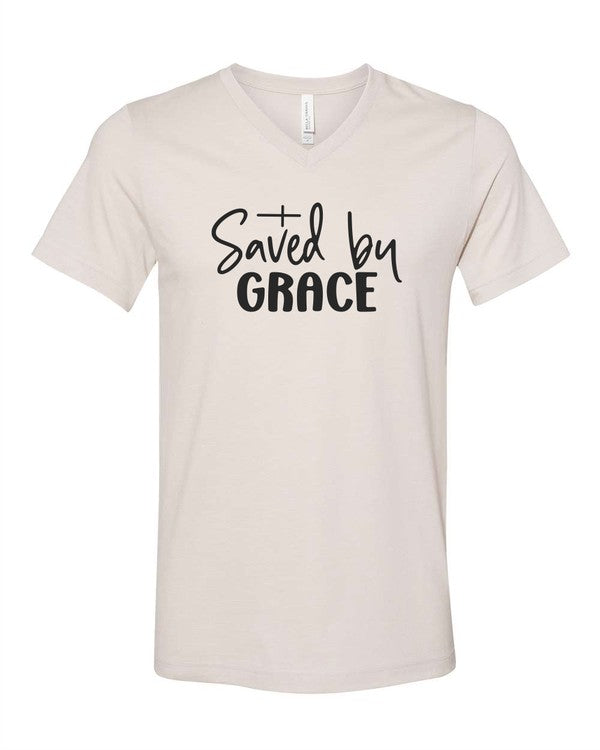 Saved By Grace V-Neck Graphic Tee