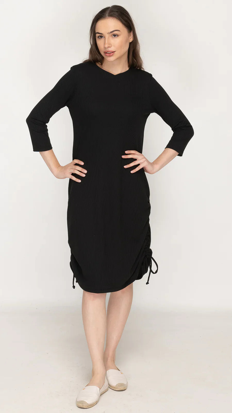 Rib Ruched Adjustable Length Dress KMW