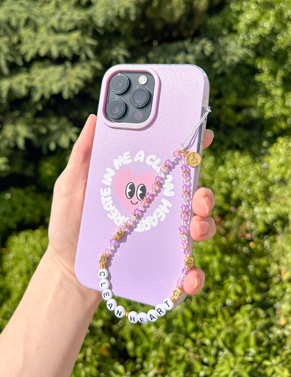 Create in Me a Clean Heart Beaded Phone Charm Phone Accessory Elevated Faith