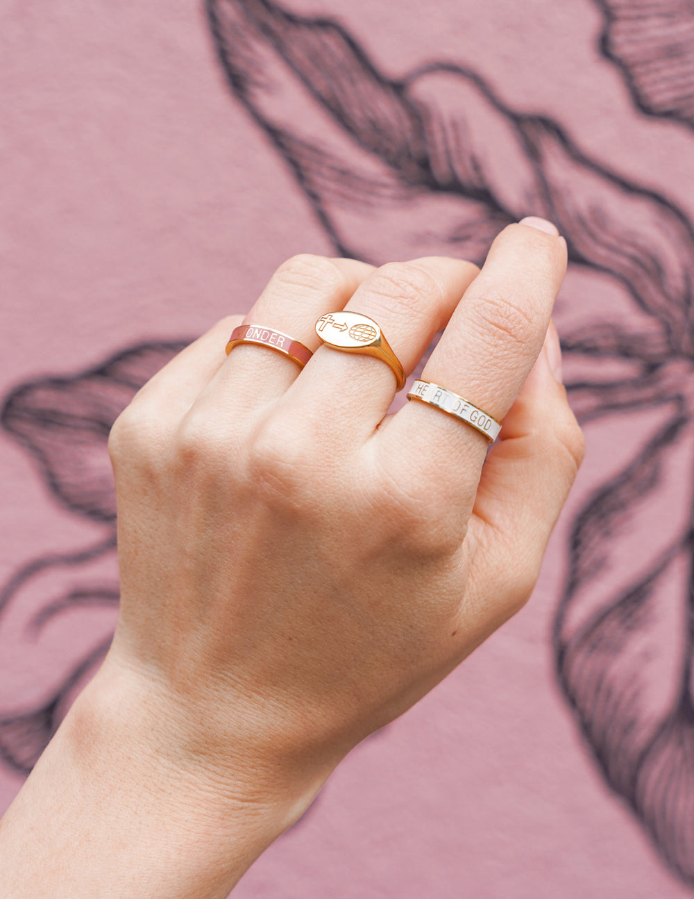 White Enamel Heart of God Ring Elevated Faith