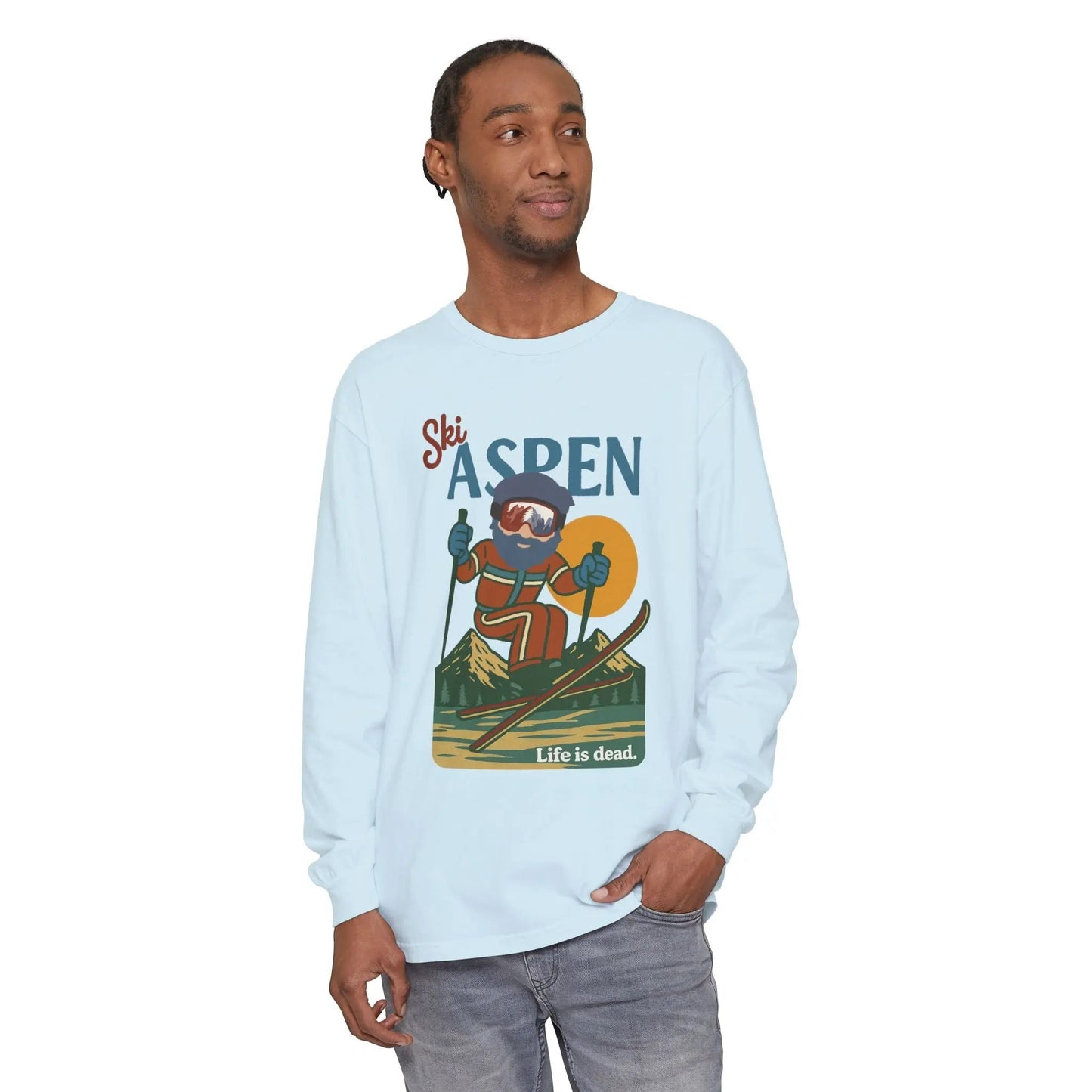 Ski Aspen Garment-Dyed Long Sleeve T-Shirt Mountain Collection