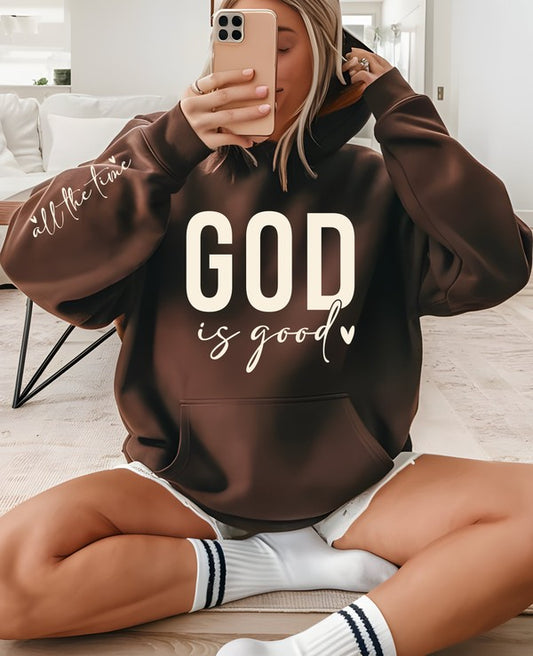 God is Good all the time Cozy Graphic Hoodie Sweatshirt