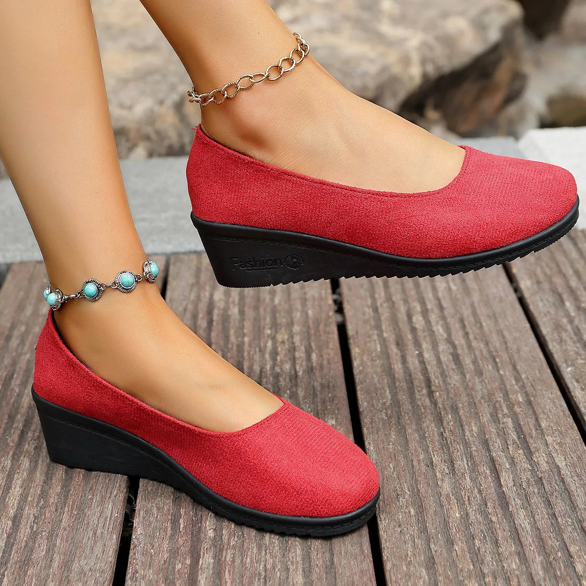 Wedge Heel Slip-On Loafers Wedge Heel Loafers