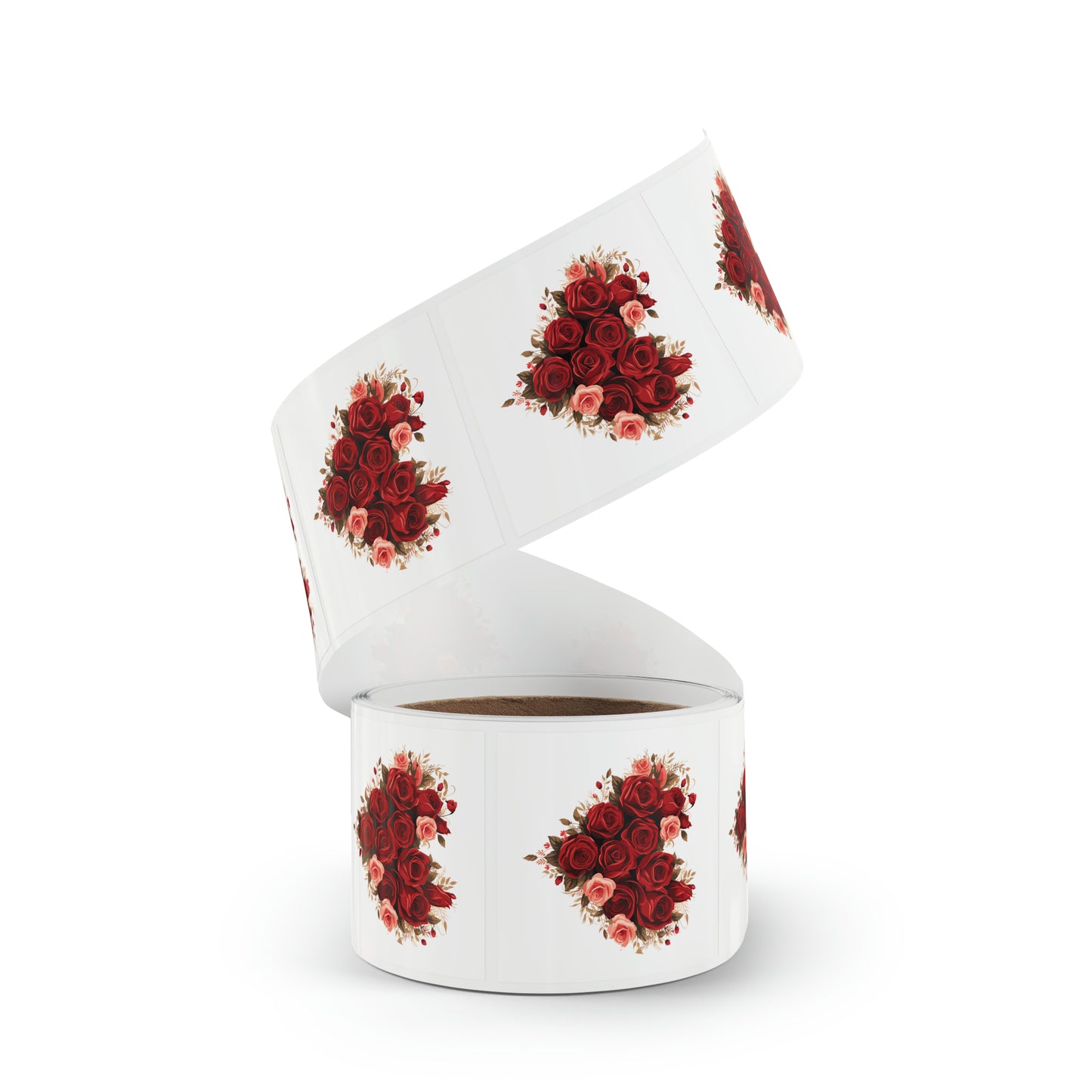 Valentine's day red Roses heart Square Sticker Label Rolls