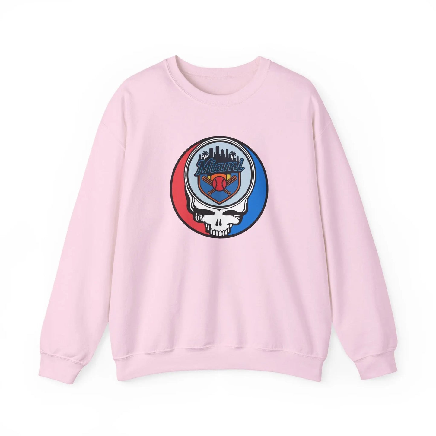 Grateful Dead Stealie Crewneck Sweatshirt Heavy Blend Miami Baseball Edition MLB