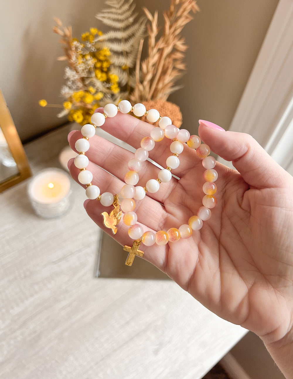 Cross Charm Natural Cotton Bracelet Elevated Faith