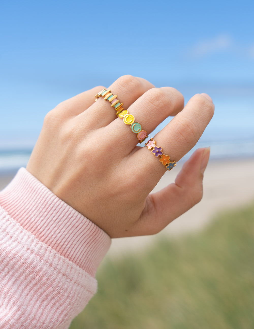 Floral Enamel Ring Elegant Floral Design Ring Elevated Faith