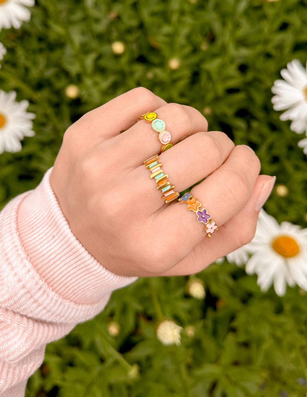 Floral Enamel Ring Elegant Floral Design Ring Elevated Faith