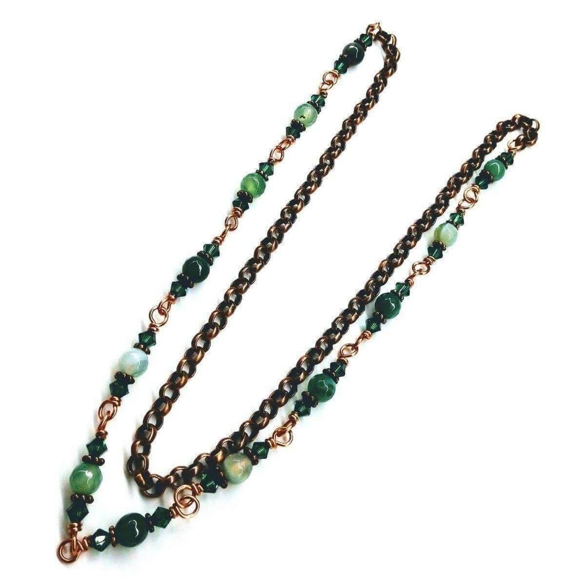 Emerald Agate Striped 24 Inches Wire Wrapped Necklace by Alexa Martha Designs