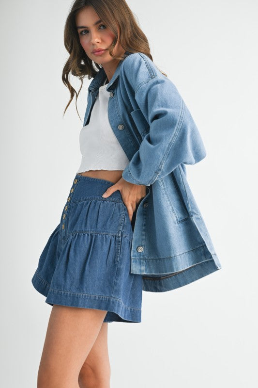 Relaxed Fit Utility Denim Jacket Oversized Denim Jacket