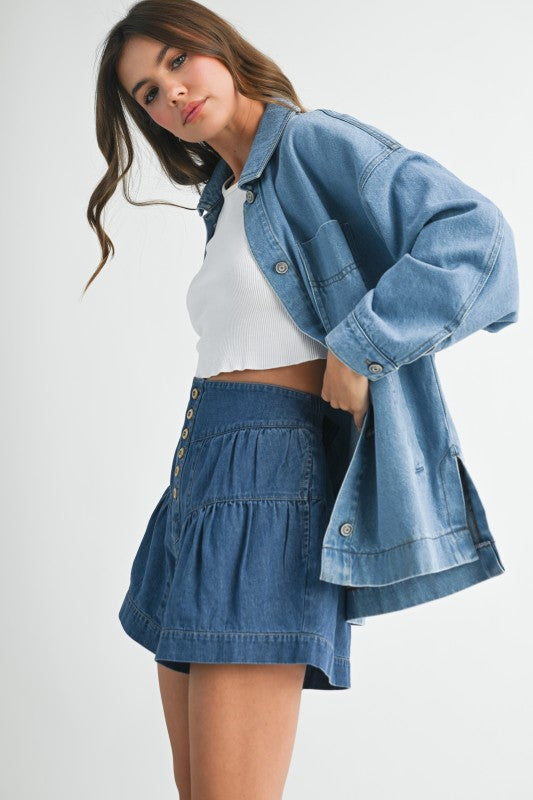 Relaxed Fit Utility Denim Jacket Oversized Denim Jacket