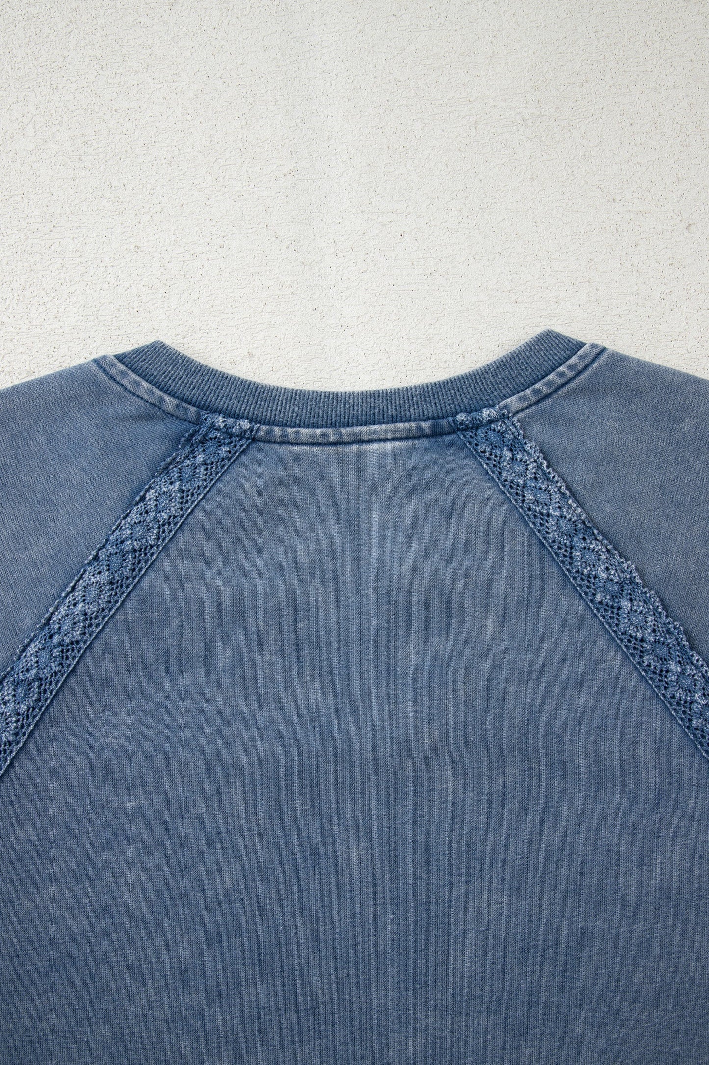 Red Dahlia Lace Patchwork Mineral Wash Baggy Sweatshirt