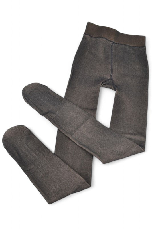 Fleece Lined Sheer Tights Faux Polyester