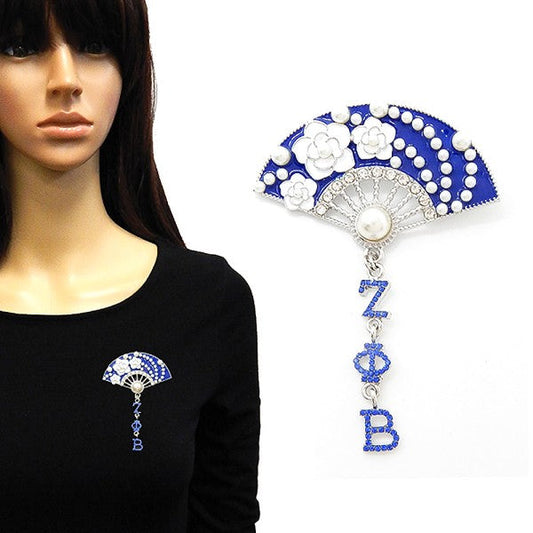 Zeta Phi Beta Sorority Fan Brooch Pin ZOB