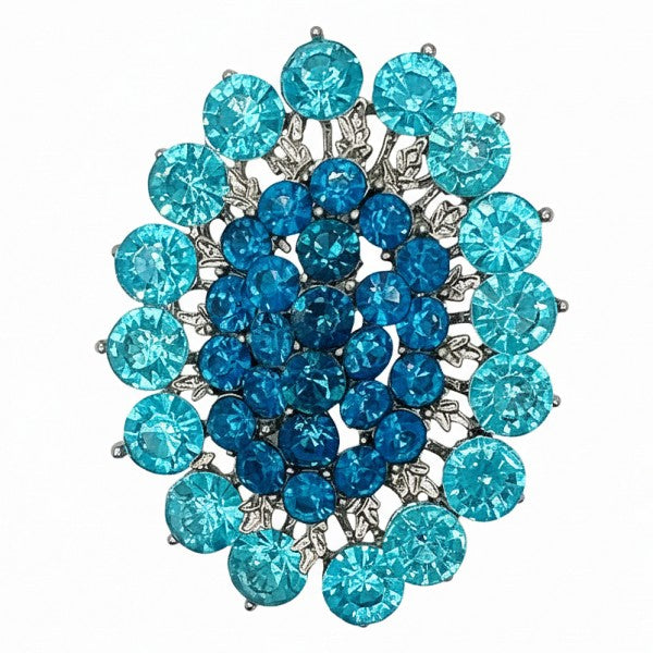 Oval Flower Rhinestone Brooch Pin Elegant