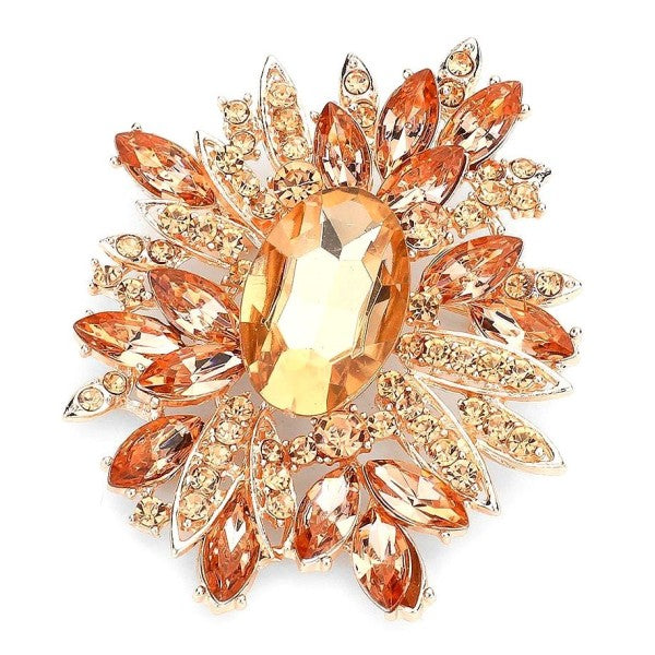 Elegant Blooming Snowflake Rhinestone Brooch Pin
