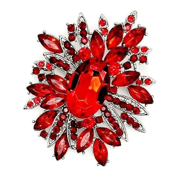 Elegant Blooming Snowflake Rhinestone Brooch Pin