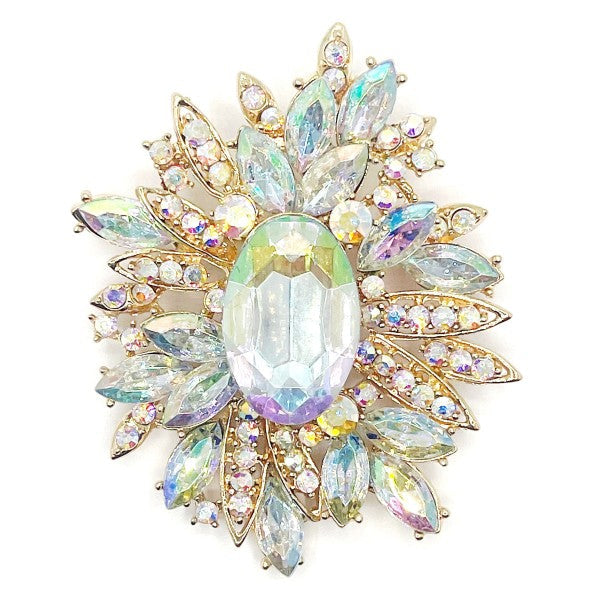 Elegant Blooming Snowflake Rhinestone Brooch Pin