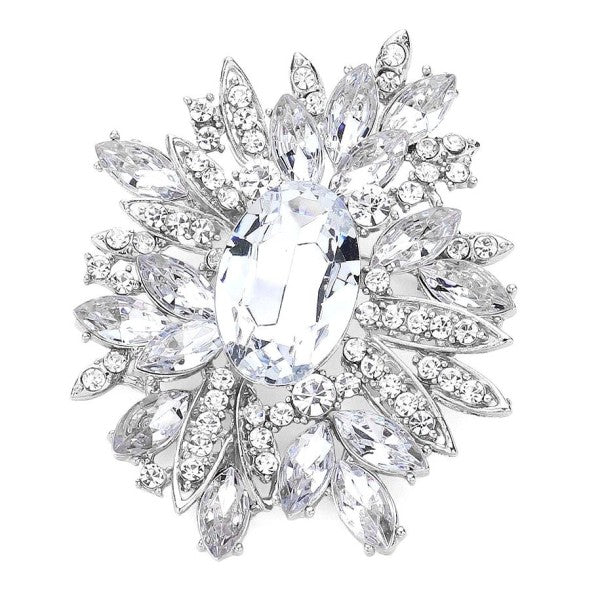 Elegant Blooming Snowflake Rhinestone Brooch Pin