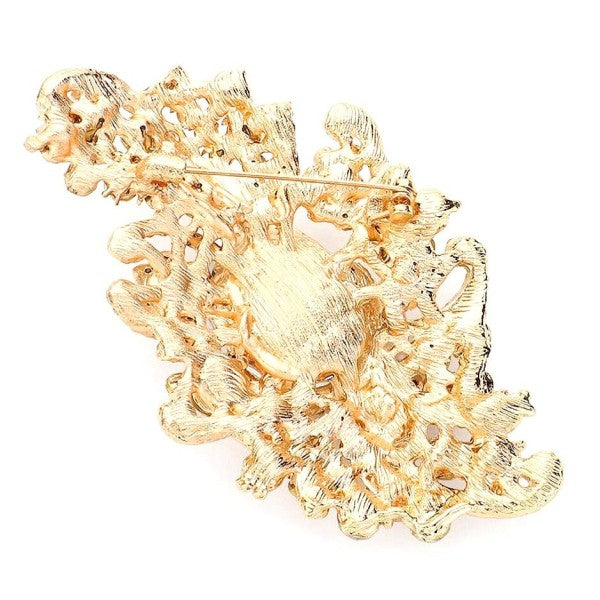 Duke Bloom Rhinestone Floral Brooch Pin Sophisticated