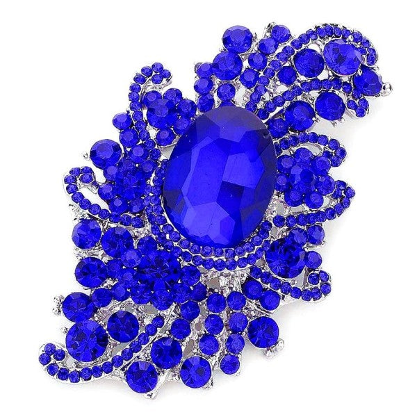 Duke Bloom Rhinestone Floral Brooch Pin Sophisticated