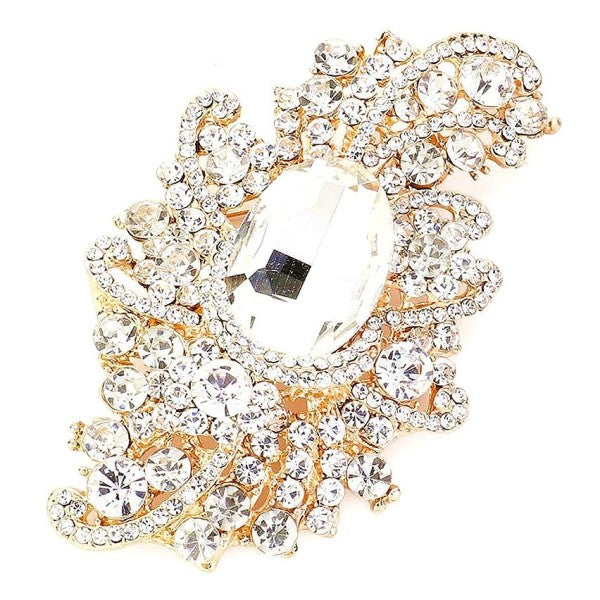 Duke Bloom Rhinestone Floral Brooch Pin Sophisticated