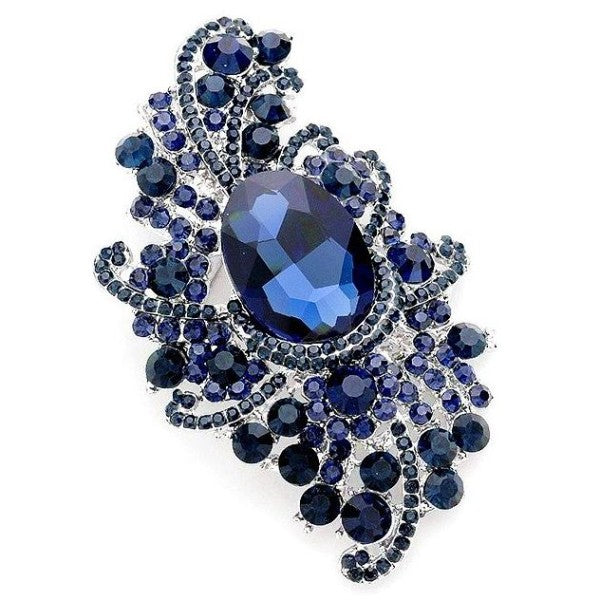 Duke Bloom Rhinestone Floral Brooch Pin Sophisticated