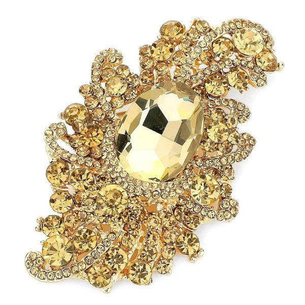 Duke Bloom Rhinestone Floral Brooch Pin Sophisticated
