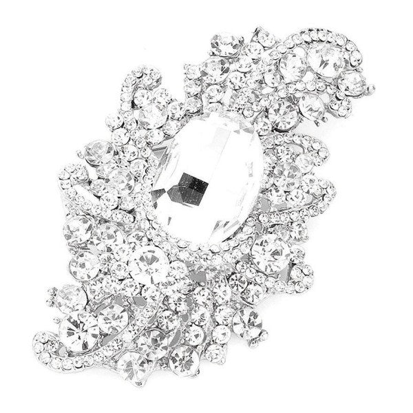 Duke Bloom Rhinestone Floral Brooch Pin Sophisticated