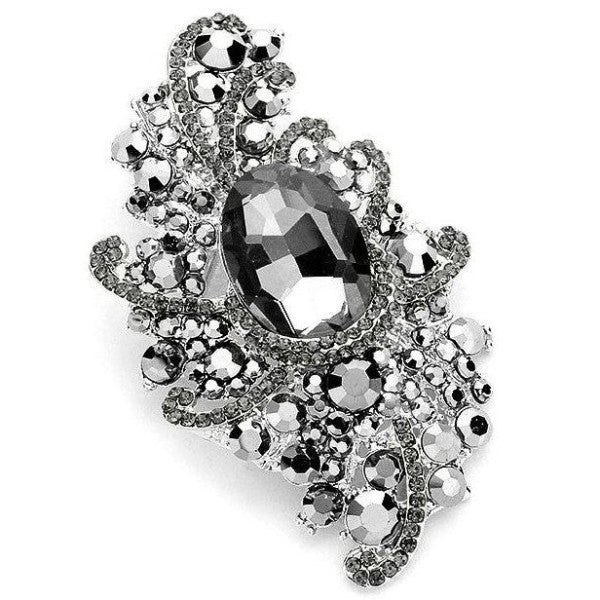 Duke Bloom Rhinestone Floral Brooch Pin Sophisticated