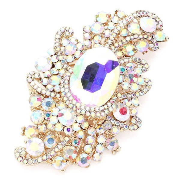 Duke Bloom Rhinestone Floral Brooch Pin Sophisticated