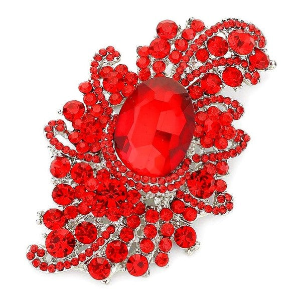 Duke Bloom Rhinestone Floral Brooch Pin Sophisticated