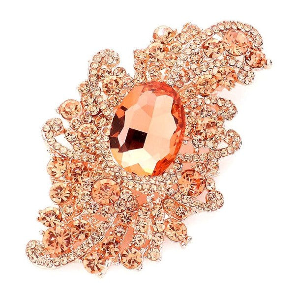 Duke Bloom Rhinestone Floral Brooch Pin Sophisticated