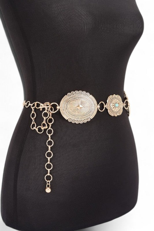 Mix Size Western Concho Fashion Chain Belt