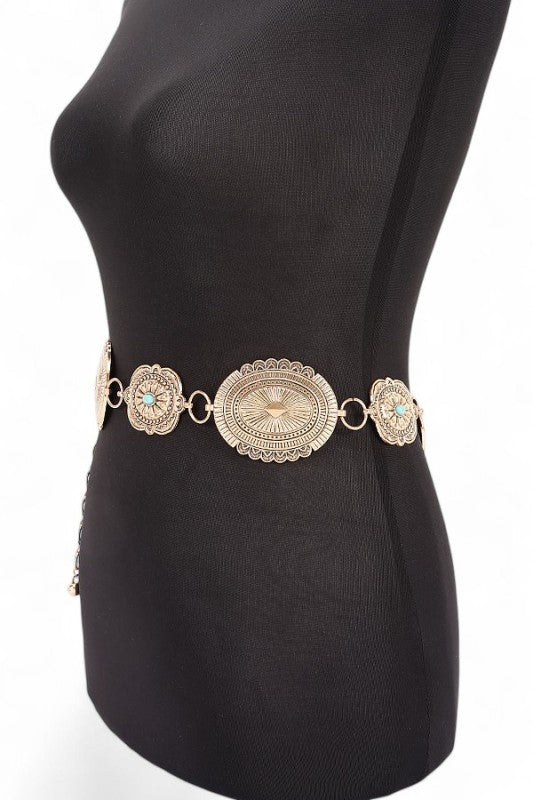 Mix Size Western Concho Fashion Chain Belt
